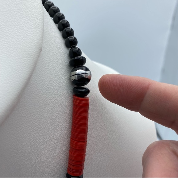 Artisan Vintage African Wood Ceramic Glass Tribal Bohemian Necklace - Picture 9 of 11